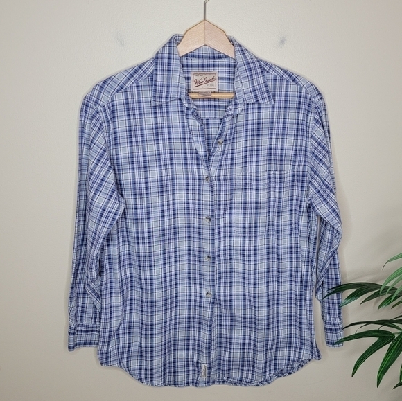 Woolrich | Blue Plaid Button Down Shirt Size Small - Picture 1 of 4